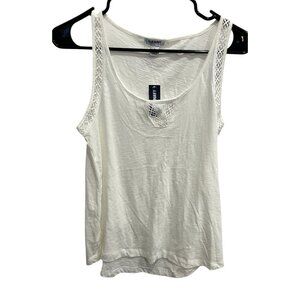 Old Navy NWT Womens Lace-Trim Tunic Tank Top Sz Small White Sleeveless